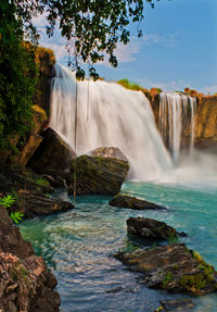 Scenic view of waterfall