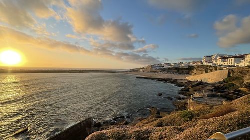 Scenic view of sea against sky during sunset