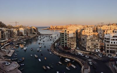 High angle view of malta cityscape