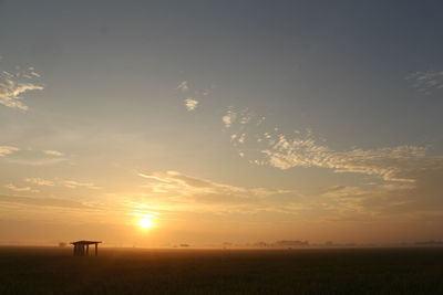 Scenic view of sunset over land