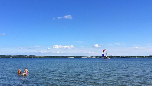 Scenic view of boats in sea