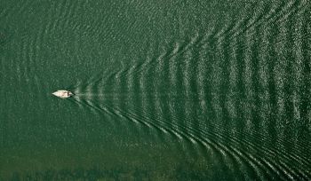 Directly above shot of boat sailing in sea