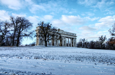 Reistna monument with frozen trees and snow in winter - valtice, south moravia, czech republic