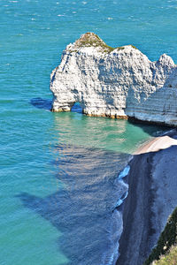 Scenic view of sea against blue sky