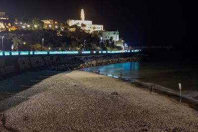 View of city at night