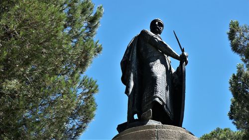 Low angle view of statue against clear sky