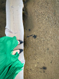 Low section of man standing on beach