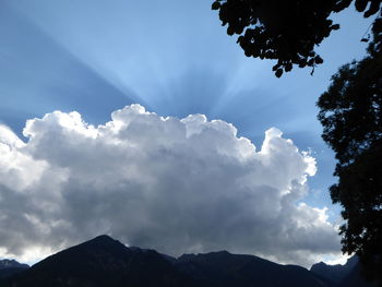 Low angle view of silhouette mountains against sky