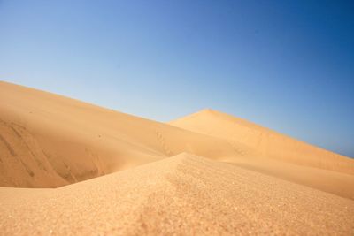 Closeup landscape of sand dunes and patterns in nature along skeleton coast, nambia.