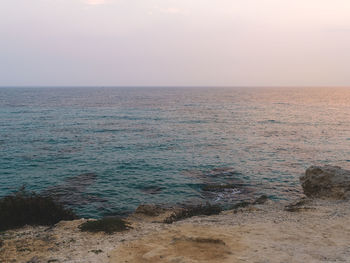 Scenic view of sea against clear sky