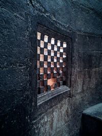 Close-up of window of old building