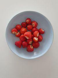 High angle view of strawberries