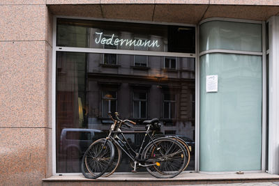 Bicycles parked on street