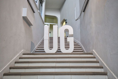 Low angle view of staircase against building