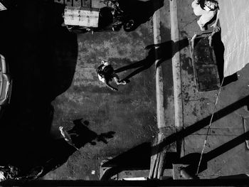 High angle view of woman on street