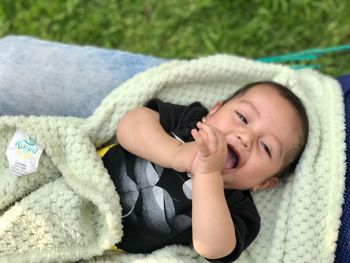 Portrait of smiling girl playing