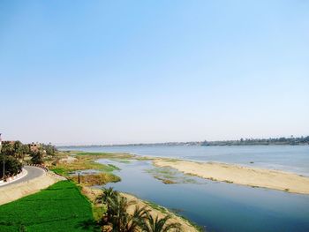 Scenic view of sea against clear sky