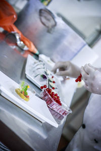 Cropped image of chef preparing food in restaurant