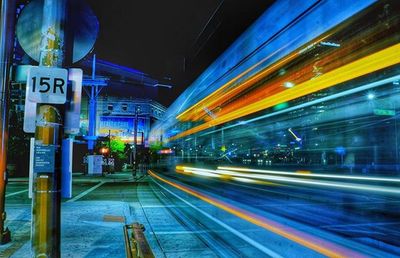 Blurred motion of train at night