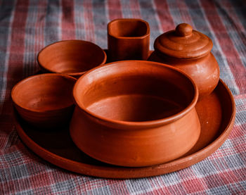 High angle view of tea on table