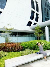 Potted plants in front of building