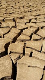 Full frame shot of cracked field during drought