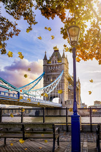 Low angle view of bridge against sky