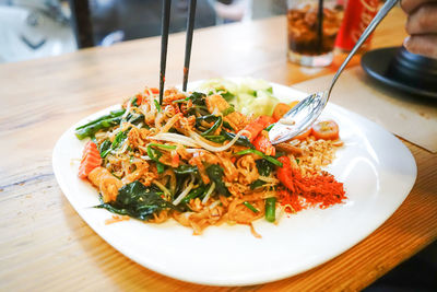 Close-up of food served in plate