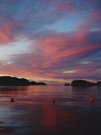 View of calm sea at sunset