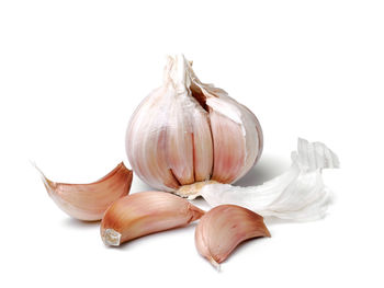 Close-up of garlic against white background
