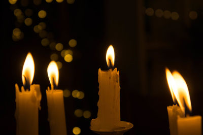 Close-up of illuminated candles