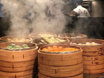 Panoramic shot of food on barbecue grill