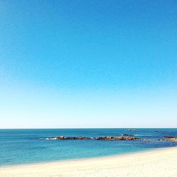 Scenic view of sea against clear sky