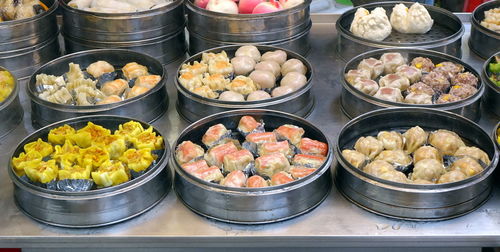 High angle view of food for sale