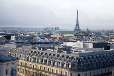 High angle view of buildings in city