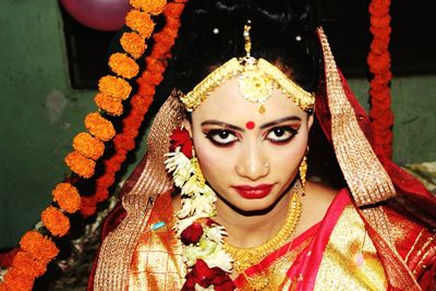 Portrait of bride in traditional clothing