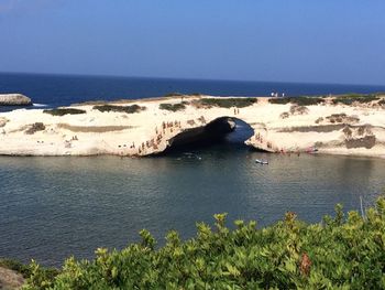 Scenic view of sea against clear sky