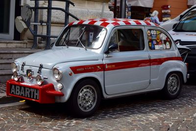 Red car in city