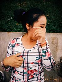 Young woman looking at camera