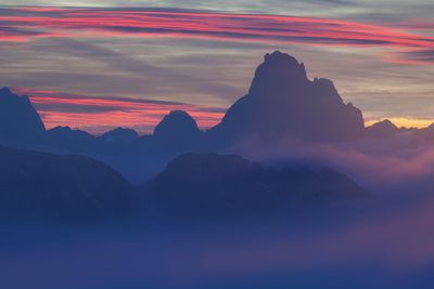 Scenic view of dramatic sky during sunset