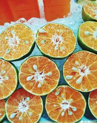 High angle view of oranges on table