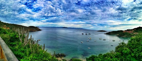 Scenic view of sea against cloudy sky