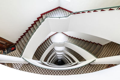 High angle view of staircase in building
