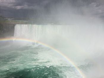 Scenic view of rainbow over sea