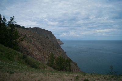 Scenic view of sea and landscape against sky