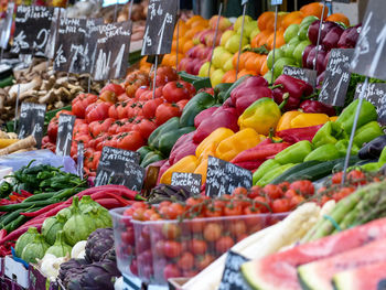 Various food for sale at market stall