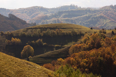 Scenic view of landscape and mountains against sky