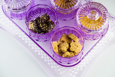 High angle view of food on table