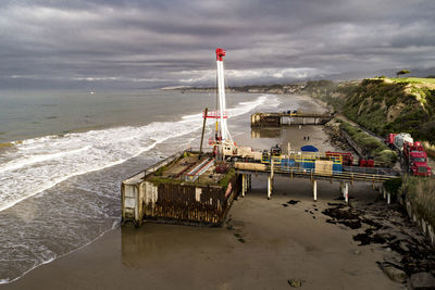 High angle view of beach against sky