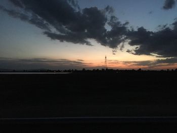 Scenic view of silhouette landscape against sky during sunset